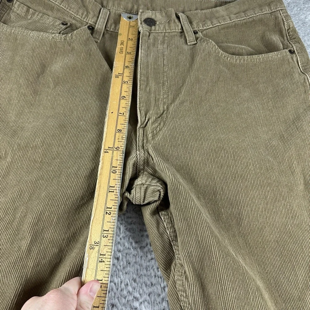 Levi's 514 Pants Mens 36x34 Green Corduroy Slim Straight Preppy Retro Earth Tone